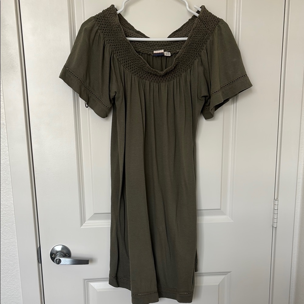 Roxy Green Smocked Midi Sundress